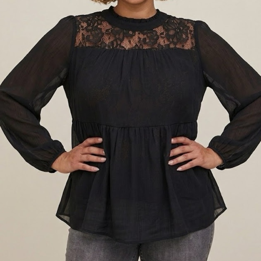 Torrid Lace Chiffon Overlay Blouse 3XL